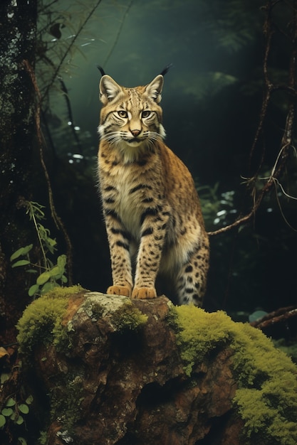 Photo gratuite vue du lynx roux sauvage dans la nature