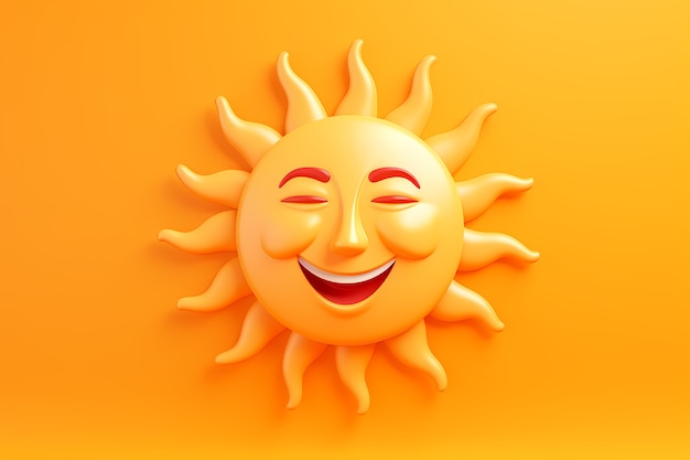 Photo gratuite vue du soleil souriant 3d avec un fond simple