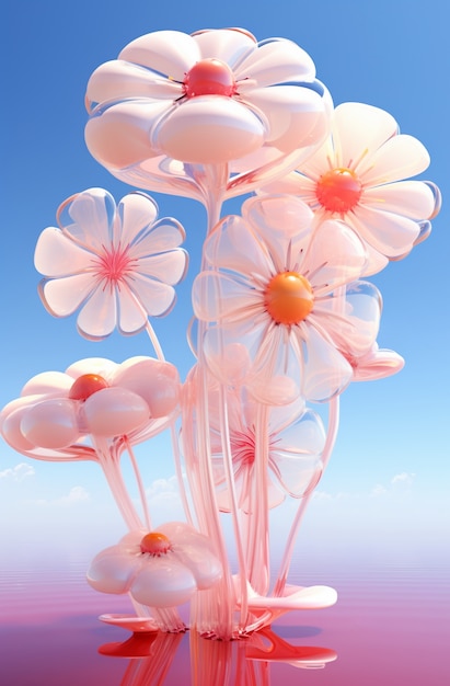 Photo gratuite vue de fleurs 3d abstraites