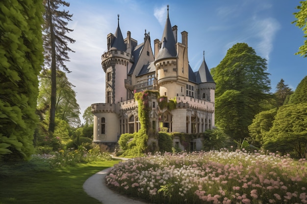 Photo gratuite vue sur l'imposant château avec paysage naturel