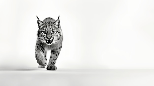 Photo gratuite vue monochrome du lynx roux sauvage