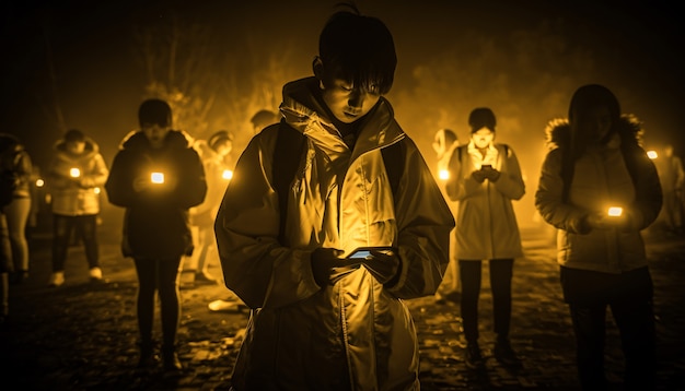 Photo gratuite vue de personnes accro à leur smartphone qui regardent et défilent à travers les écrans