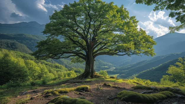 Photo gratuite vue photoréaliste d'un arbre dans la nature avec des branches et un tronc