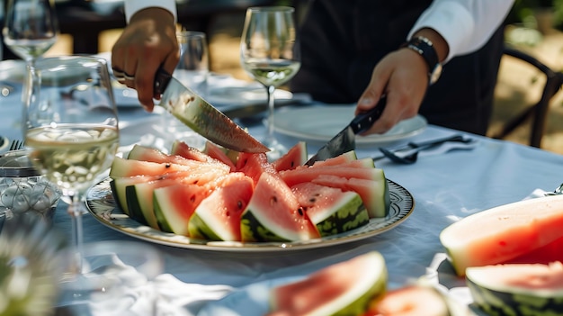 Photo gratuite vue photoréaliste du doux et savoureux fruit de la pastèque