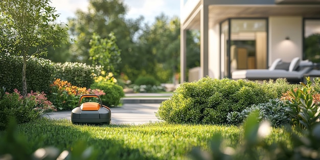 Photo gratuite vue d'un robot qui s'occupe des jardins