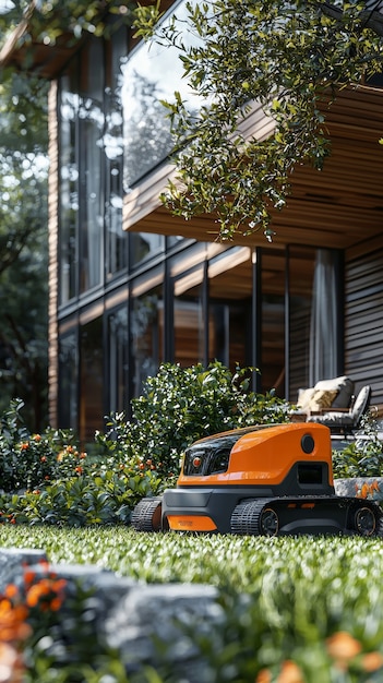 Photo gratuite vue d'un robot qui s'occupe des jardins