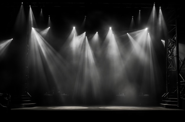 Photo gratuit vue de la scène de théâtre en noir et blanc