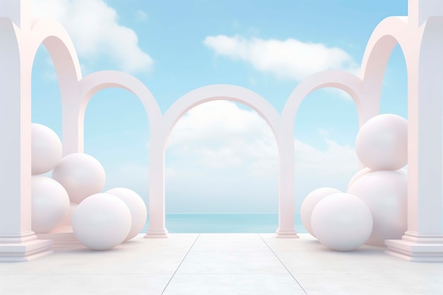 Photo gratuite vue d'une sphère moderne 3d avec des arches