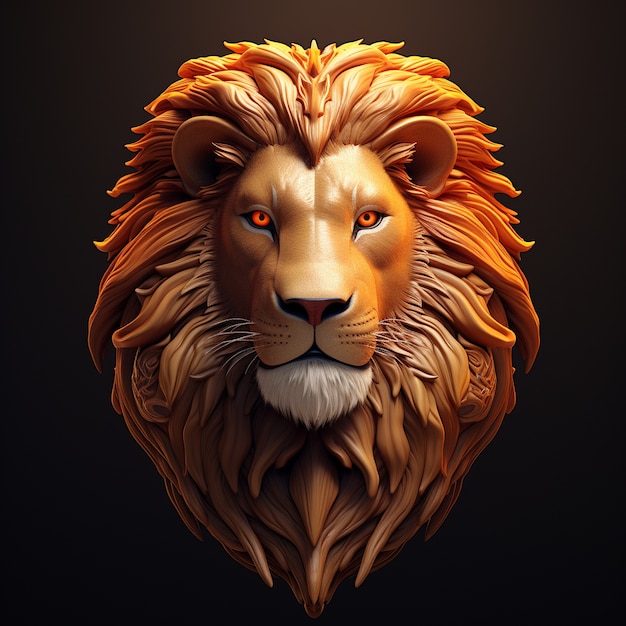 Photo gratuite vue d'une tête de lion féroce en 3d avec \mane