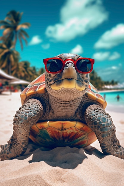 Photo gratuit vue de la tortue sur la plage en été