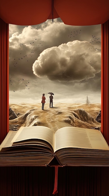 Photo une affiche avec un homme et une femme sur la couverture lisant un livre