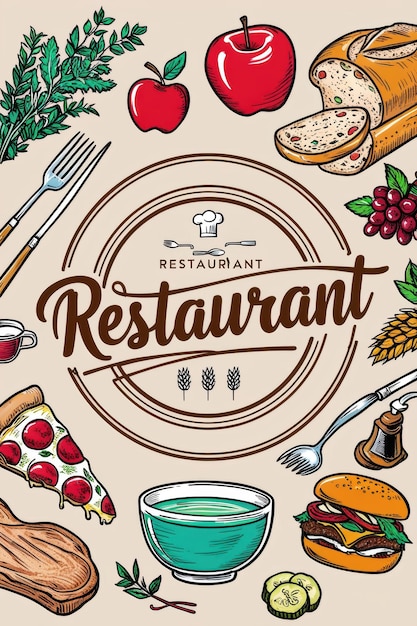 Photo une affiche pour un restaurant avec une photo d'un restaurant dessus