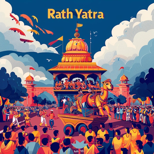 Une affiche typographique audacieuse avec une affiche du festival hindou Rath Yatra