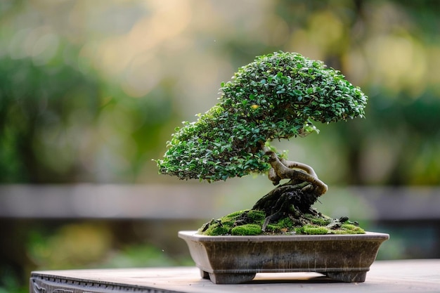 Photo apprécier le symbolisme du bonsai est génératif.