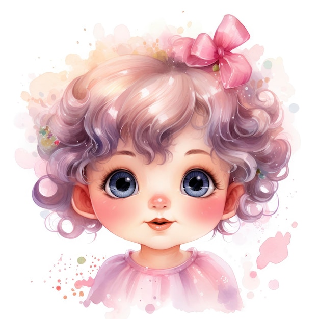 Aquarelle pour bébé de style Kawaii isolée