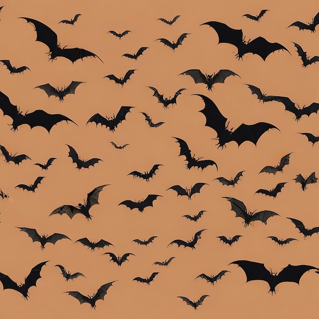 Photo arrière-plan gratuit d'halloween avec des chauves-souris et des citrouilles