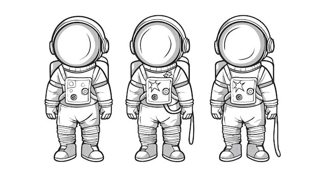 Astronaute mignon dans l'espace livre de coloriage illustration vectoriel Objets séparés de l'espace Elements de conception de griffon dessinés à la main