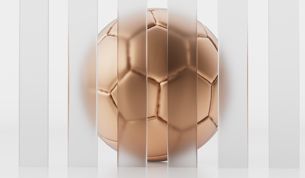 Ballon de football de football doré avec des éléments de design en verre dépoli à la mode Rendu 3D