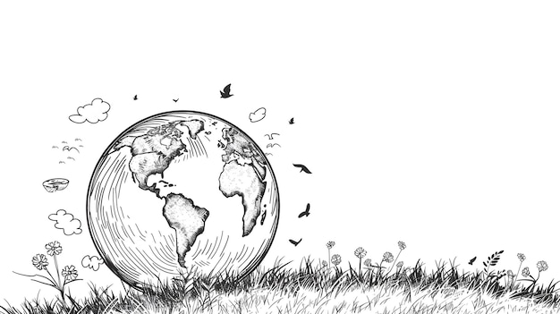 Photo banner de croquis vectoriel simple du jour de la terre