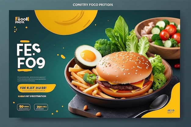 Photo banner de publication sur les médias sociaux pour la promotion de la nourriture adapté à la publicité par bannière sur le web et au contenu alimentaire