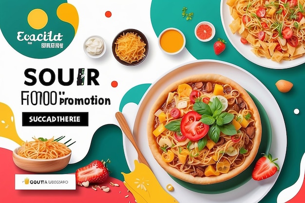 Photo banner de publication sur les médias sociaux pour la promotion de la nourriture adapté à la publicité par bannière sur le web et au contenu alimentaire