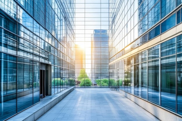 Photo bâtiment de bureaux avec façade en verre et architecture moderne