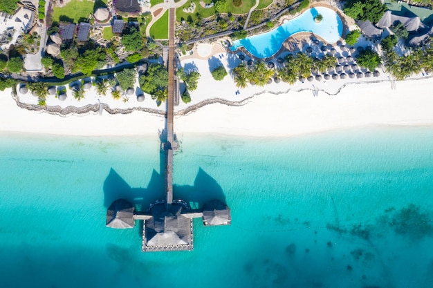 Photo la belle île tropicale de zanzibar vue aérienne mer à zanzibar beach tanzanie