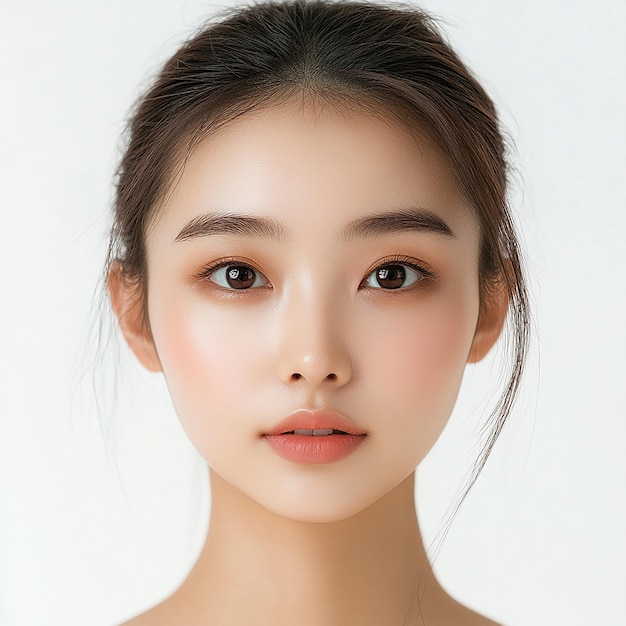 Photo belle jeune beauté asiatique sur fond blanc beauté soin de la peau