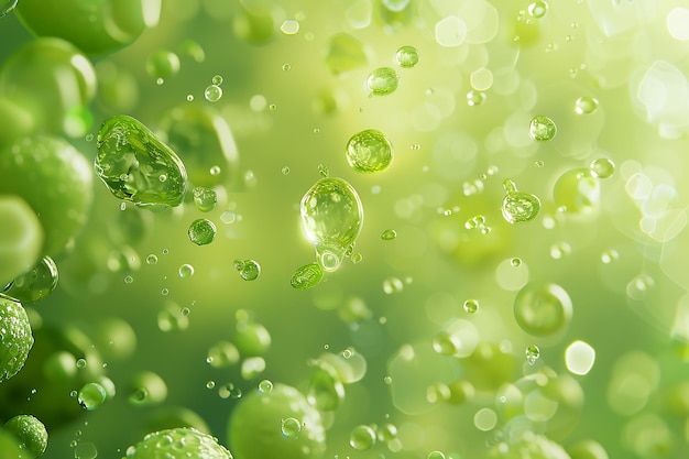 Photo des bulles vertes flottant dans l'air