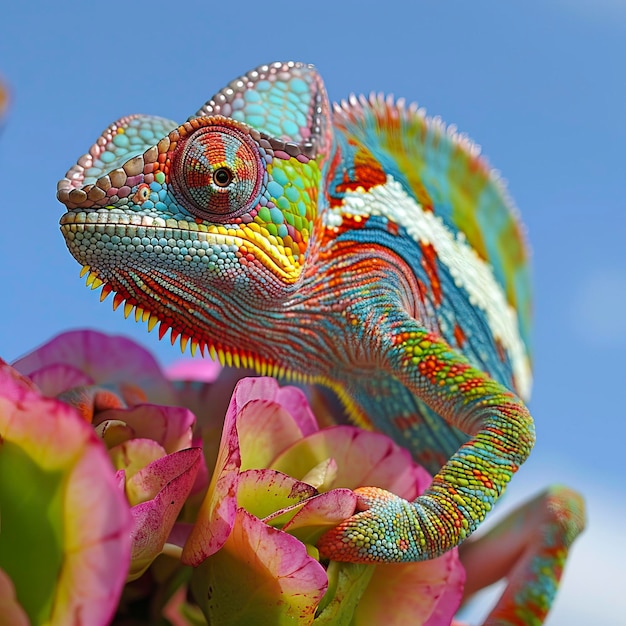 Photo le caméléon sur la fleur ar 11 style cru id de travail 02324c6164da41d6942871906c7dfd6e