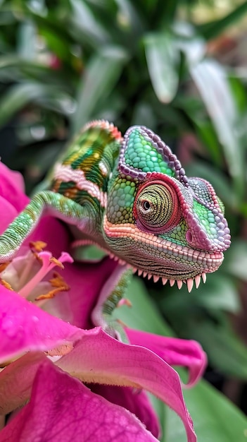 Photo le caméléon sur la fleur est du style 916 brut id de travail d4a22bbb7fb144f285e2dd5b818c2f70