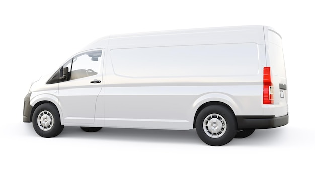 Camionnette commerciale blanche pour le transport de petites charges dans la ville sur fond blanc Corps vierge pour votre conception illustration 3d