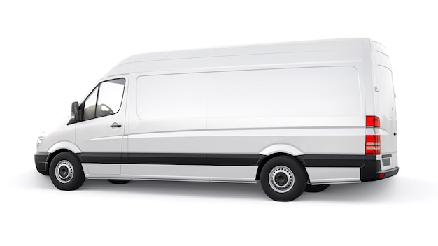 Camionnette commerciale de taille moyenne blanche sur fond blanc Un corps vierge pour l'application de vos inscriptions et logos de conception illustration 3d