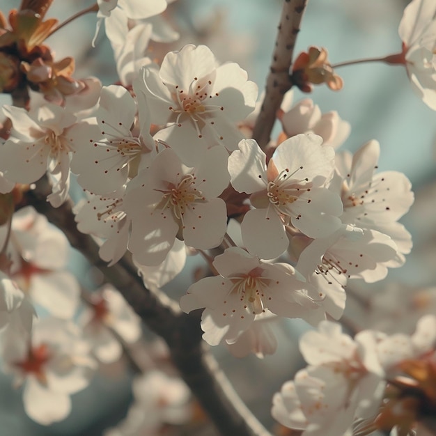 Des cerisiers en fleurs au printemps. Des photos rapprochées des fleurs.