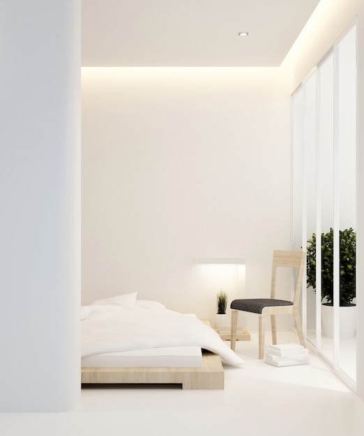 Photo chambre avec espace détente et balcon dans hôtel ou appartement 3d