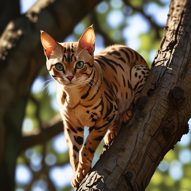 Photo un chat qui est sur un arbre