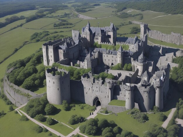 Photo château bien fortifié en pierre noire