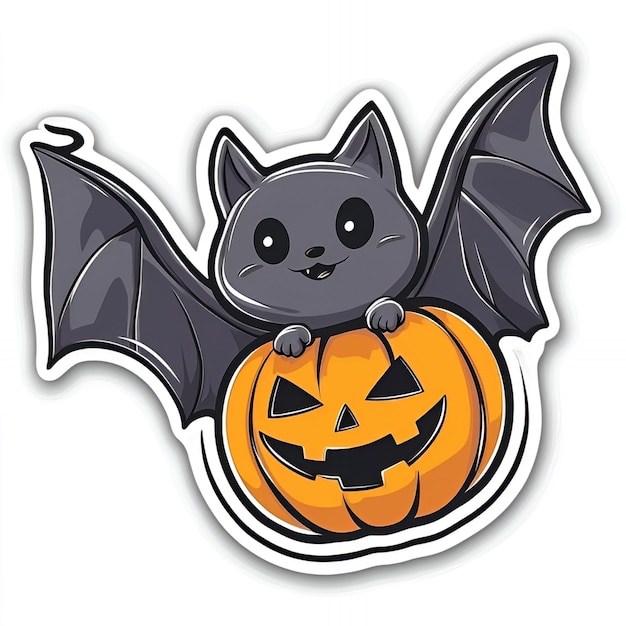 Photo une chauve-souris mignonne tenant une citrouille jackolantern