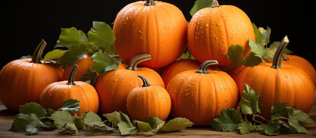 citrouilles et feuilles d'automne pour le fond de l'automne