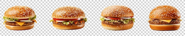 Photo une collection de burger bun sur un fond transparent