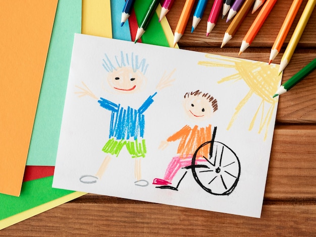 Concept d'inclusion enfant et ami handicapé