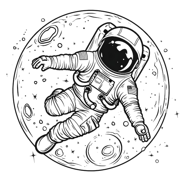 Contour d'astronaute illustration de page à colorier pour enfants et adultes Illustration vectorielle de conception d'art de ligne de livre à colorier d'astronavt