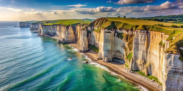 Photo côte normande avec la falaise du cap fagnet plongeant dans la mer à fcamp