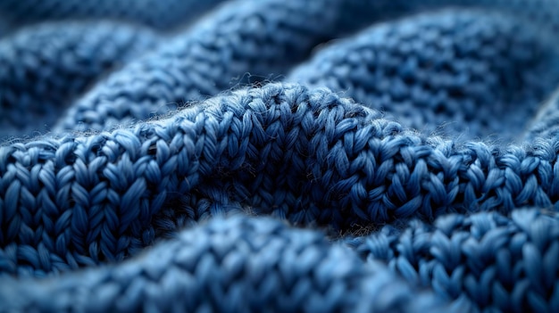 Photo une couverture en crochet bleue avec un carré bleu dessus