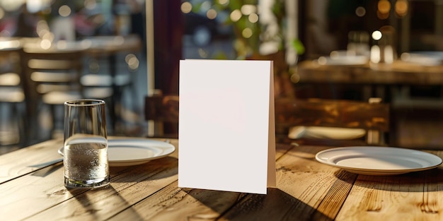 Photo créer une illustration 3d d'une carte de tente de table avec un cadre de menu