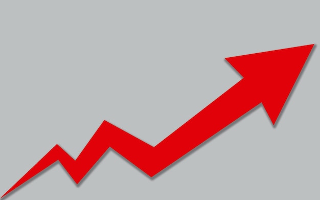 Croissance rouge flèche vers le haut isolée