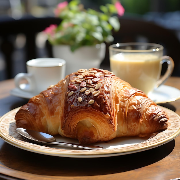 Croissant sur une assiette