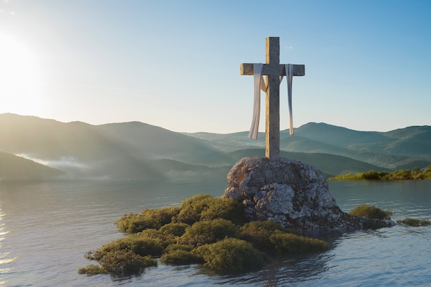 Croix chrétienne dans la nature