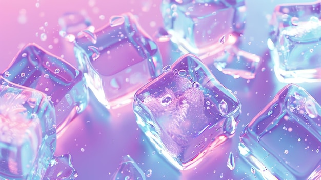 Photo des cubes de glace avec des éclairages colorés