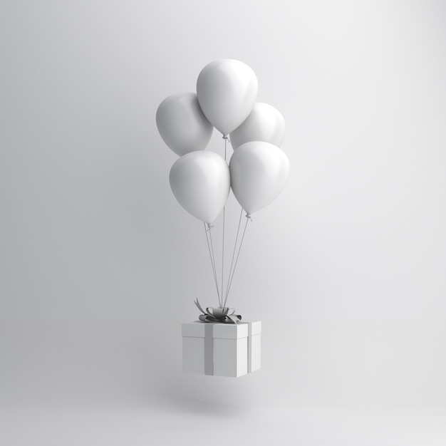 Décoration d'hiver avec ballon blanc et coffret cadeau